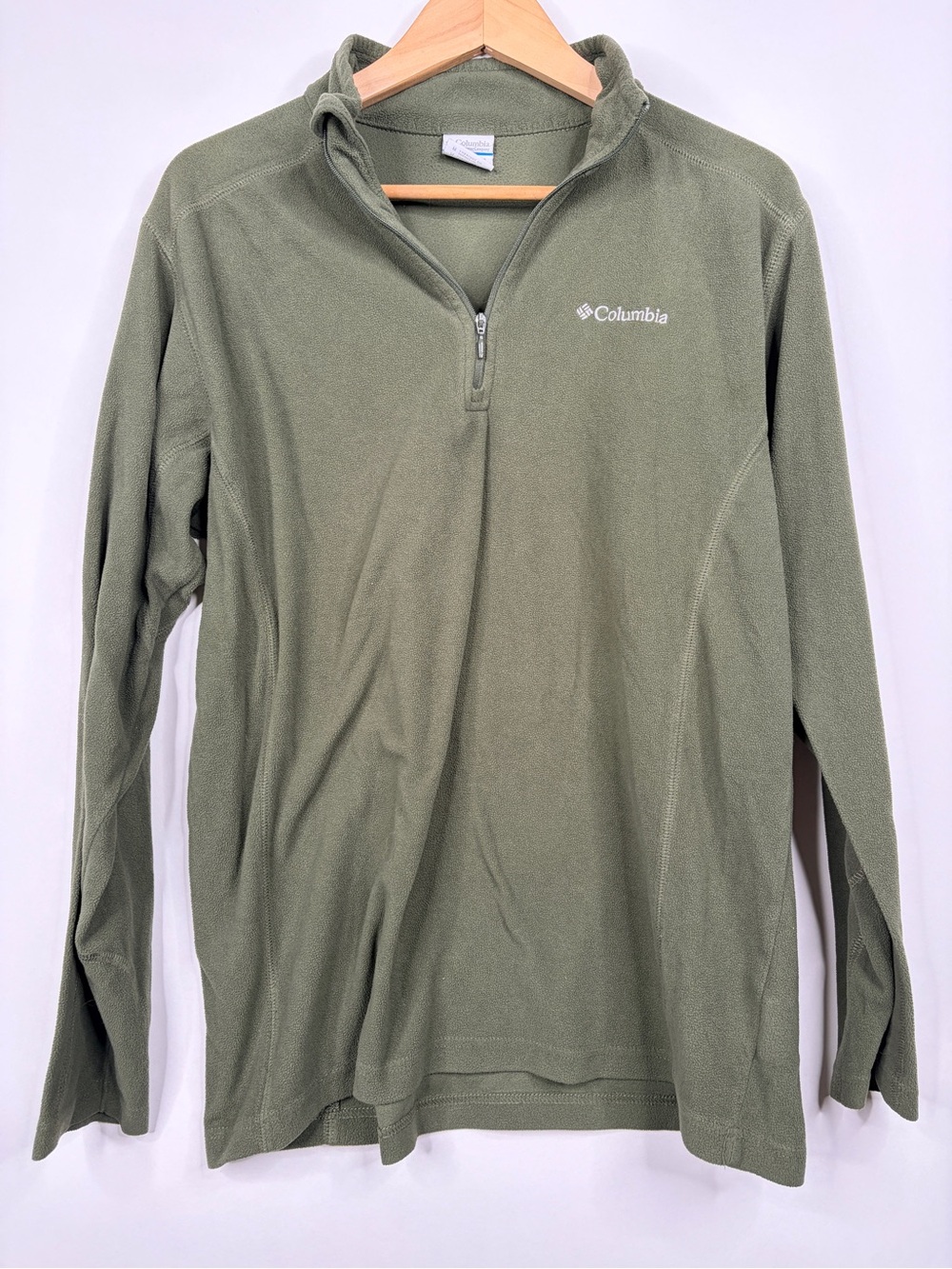 Columbia Men's Light Olive Green Half-Zip Fleece Pullover
